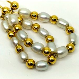 18K Rice Pearl with 18K solid Gold Beads in Between